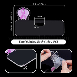 24 Stück rechteckige transparente Acryl-Ausweishalter mit Bewusstseinsband-Motiv&nbsp;DIY-PH0031-91