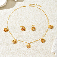 Set aus Halskette mit Blumenanhänger und Ohrsteckern aus Messing für Damen&nbsp;BA0764