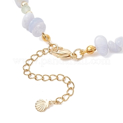 Sets aus Halsketten und Armbändern mit natürlichen blauen Spitzenachat-Splittern&nbsp;SJEW-JS01377