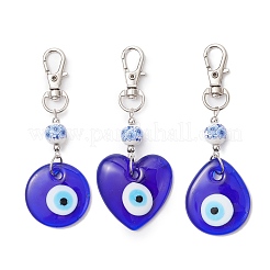 3 pendentif décoratif en verre fait à la main contre le mauvais œil&nbsp;HJEW-JM04143