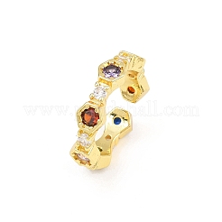 Manschettenringe aus Messing mit Mikropavé-Zirkonia für Damen&nbsp;RJEW-Z113-46G