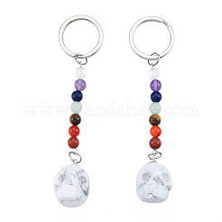 Llavero con colgante de calavera de howlita natural&nbsp;G-N341-01B
