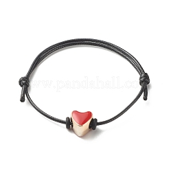 Bracciale con cordino regolabile con perline smaltate acriliche a cuore per ragazze adolescenti&nbsp;BJEW-JB07049