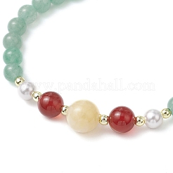 Bracelets extensibles en perles de coquillage et aventurine verte naturelle&nbsp;BJEW-JB11938-01