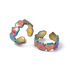 Placcatura ionica (ip) 304 anello polsino aperto avvolgente a forma di cuore in acciaio inossidabile per donna&nbsp;RJEW-C045-15M