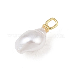 Colgantes de perlas de latón y plástico ABS&nbsp;PL-CBAEB37-01B-G