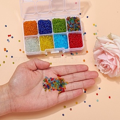 8 Farben Glas Saatperlen&nbsp;SEED-YW0001-55