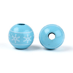Perles de bois schima peintes à la bombe de Noël&nbsp;WOOD-T032-35D
