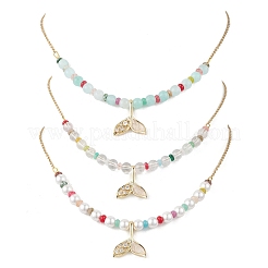 3 collana di perle rotonde di quarzo naturale e conchiglia in 3 stili&nbsp;NJEW-JN05302