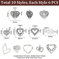 60 pièces 10 styles pendentifs en alliage de style tibétain&nbsp;FIND-UN0015-56