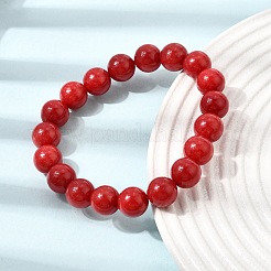 Braccialetti elasticizzati da donna con perline rotonde di giada bianca naturale tinta&nbsp;GG-CBA3F02-12B