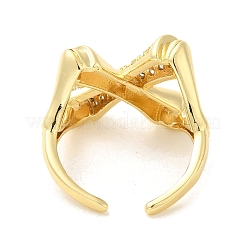Manschettenringe aus Messing mit Kreuz und Mikropflaster und klaren Zirkonia für Damen&nbsp;LS-RJEW-G311-01A-G