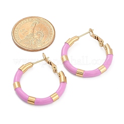 Pendientes de aro de acero inoxidable 201 con revestimiento al vacío de PVD para mujer&nbsp;EJEW-B016-33I
