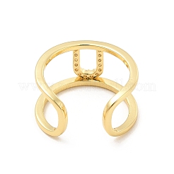 Bague de manchette ouverte avec lettre initiale en zircone cubique transparente&nbsp;RJEW-A012-01G-U
