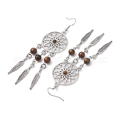 Orecchini pendenti in lega con howlite sintetica e pietre naturali miste&nbsp;EJEW-JE06067