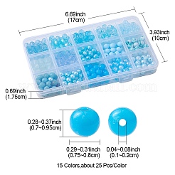 375 pz 15 perline acriliche trasparenti a tema blu stile craquelé e opache&nbsp;OACR-YW0001-66