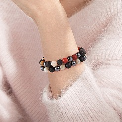 4 stücke 4 stil natürliche edelstein runde perlen stretch armbänder set&nbsp;BJEW-SZ0002-19