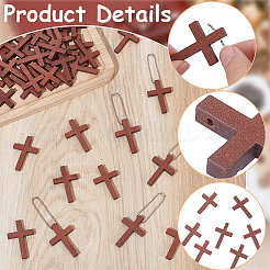 Kits de decoración para colgantes de cruz de madera teñida DIY&nbsp;DIY-SP0006-46