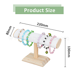 Espositori per bracciali con barra a T in pelle pu con base in legno&nbsp;BDIS-WH0010-05A