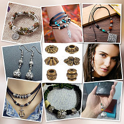 300 pièces 6 styles perles d'espacement en alliage de style tibétain&nbsp;FIND-PH0020-41AB