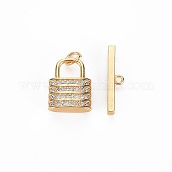 Messing Micro Pave klare Zirkonia Knebelverschlüsse&nbsp;KK-S356-724
