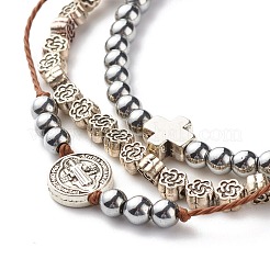 Set di bracciali con perline intrecciate in ematite sintetica&nbsp;BJEW-JB07488