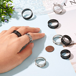 12 stücke 6 stile 201 edelstahl geriffelte finger ring einstellungen&nbsp;RJEW-TA0001-04P