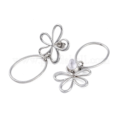 Anlaufgeschützte Ohrhänger aus 304 Edelstahl mit hohler Blume&nbsp;EJEW-B052-01P