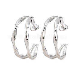 Orecchini a bottone a forma di C a due strati in acciaio inossidabile 304&nbsp;EJEW-P324-11P