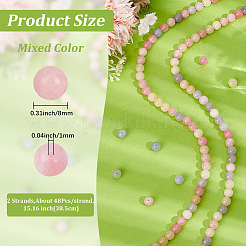 2 Strang natürliche weiße Jade-Imitationsperlen aus Morganit&nbsp;G-PA0002-41
