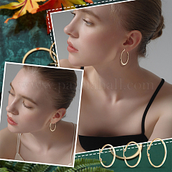 12 paire de boucles d'oreilles créoles plates en acier inoxydable 304 de 6 styles&nbsp;EJEW-UN0002-16