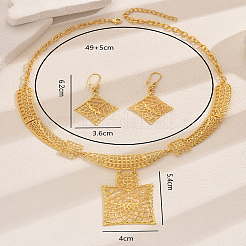 Set di collana e orecchini con ciondolo quadrato cavo in lega vintage per donna&nbsp;OH7924