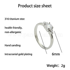 Anelli da donna in acciaio inossidabile 304 con zirconi cubici trasparenti&nbsp;WG2A0BA-01