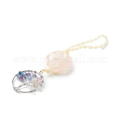 Decorazione pendente a forma di cuore in quarzo rosa naturale&nbsp;DJEW-PW0002-22L
