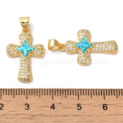 Porte micro ouvrent pendentifs zircone cubique en laiton de placage&nbsp;KK-P268-17A-G