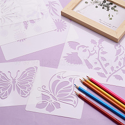 2 set quadrato con stencil per animali con motivo floreale e farfalla&nbsp;DIY-CW0001-12