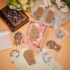 50 bracelet chapelet en métal avec pendentif croix de la Vierge&nbsp;BJEW-WA0001-07A