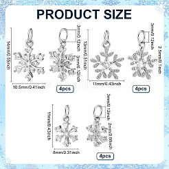 12 pièces 3 styles en laiton micro pavé pendentifs en zircone cubique claire&nbsp;KK-PH0012-21