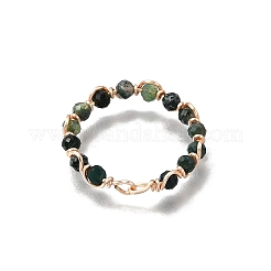Fingerring aus geflochtenen Perlen aus natürlichem Edelstein&nbsp;RJEW-TA00217-01