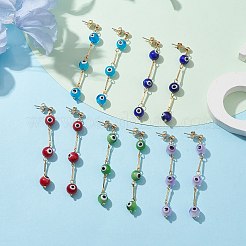 Boucles d’oreilles pendantes au chalumeau mauvais œil&nbsp;EJEW-JE05672