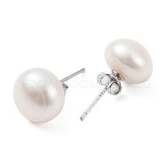 Ohrstecker aus runden Naturperlen&nbsp;X-EJEW-E298-01G-01P