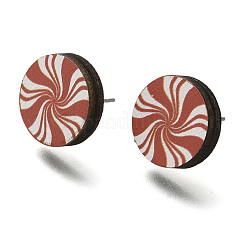 Pendientes de madera con estampado navideño para mujer&nbsp;EJEW-U025-01G