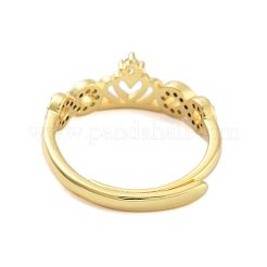 Anelli regolabili con corona in zirconi trasparenti&nbsp;RJEW-L120-017G-04