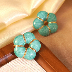 Pendientes de flor esmaltada de acero inoxidable 304&nbsp;EJEW-Z147-03G