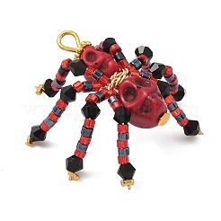 Anhänger aus gefärbtem synthetischem Türkis und Glasperlen mit Halloween-Motiv&nbsp;PALLOY-MZ00774