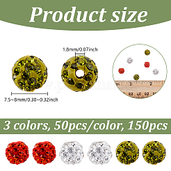 150 Stück 3 Farben Strass Pflaster Discokugel Perlen&nbsp;RB-UN0001-17B