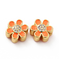 Micro en laiton de fleurs ouvrent perles de zircons clairs&nbsp;KK-G419-06G-01