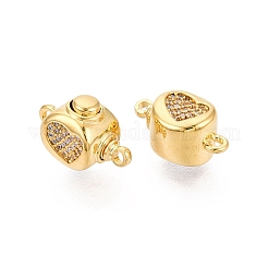 Chiusure a scatola con micro pavé di zirconi chiari in ottone&nbsp;KK-Q074-08G