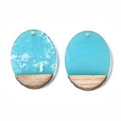 Colgantes de resina transparente y madera de nogal&nbsp;RESI-T035-26-A02