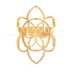 Anelli regolabili in acciaio inossidabile 304 con fiore cavo per donna&nbsp;RJEW-N048-06G
